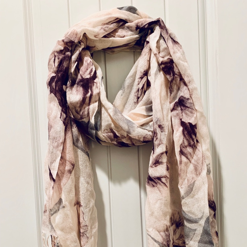 Light Pink and Purple Printed Scarf